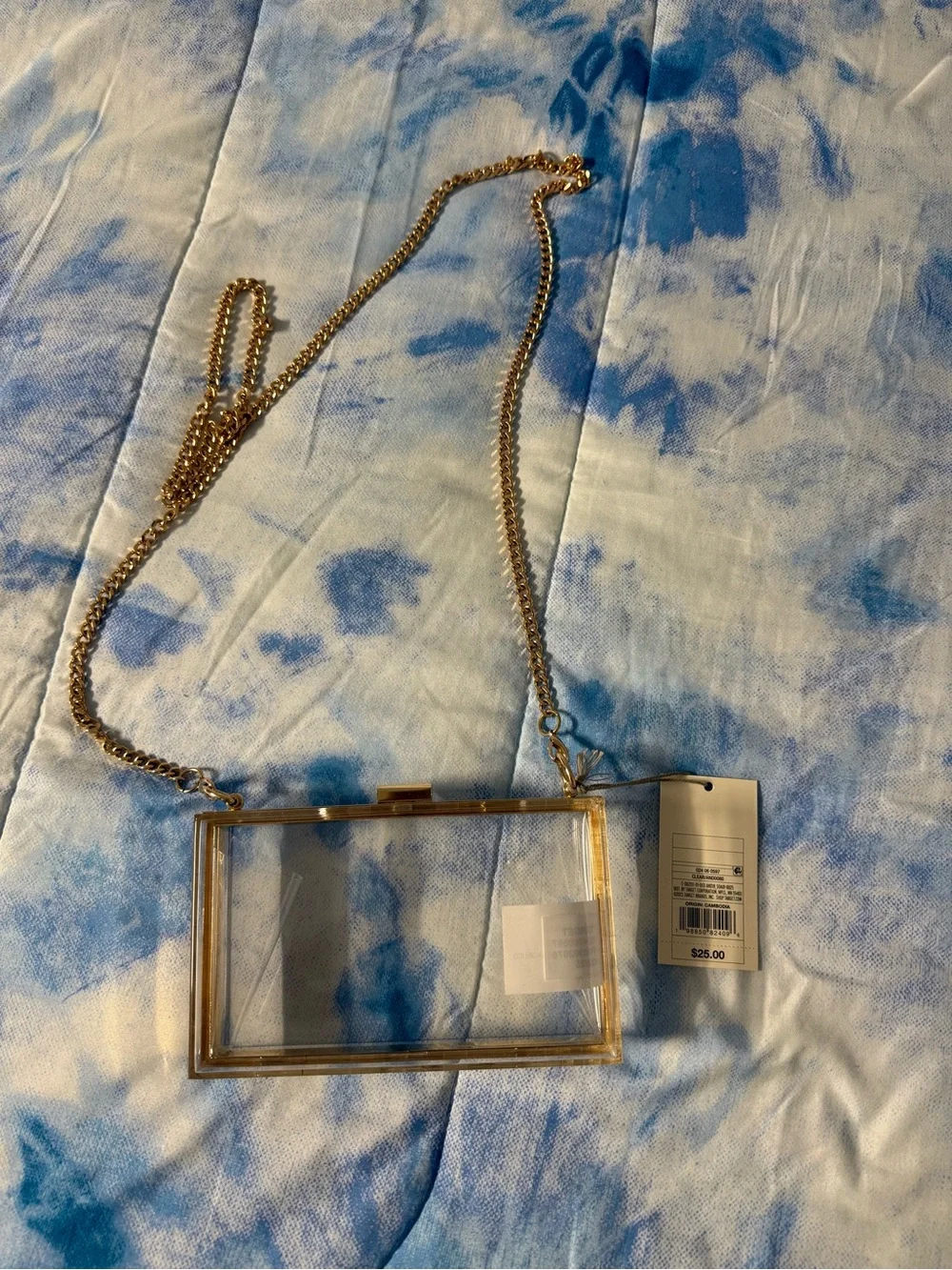 a new day Gold Clear Crossbody Phone Case with Chain Strap